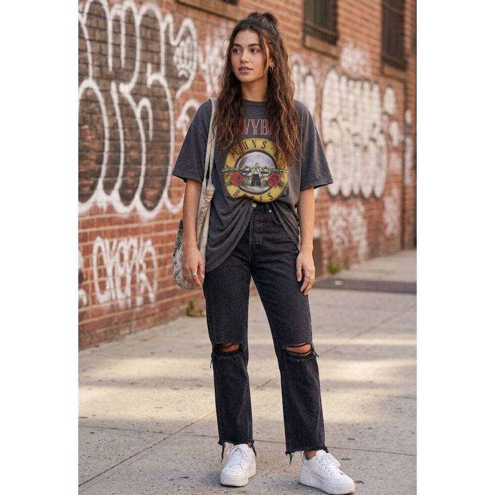 Pacsun Ripped Distressed Dad Jeans High Waist Grunge Raw Hem Women's Size 29